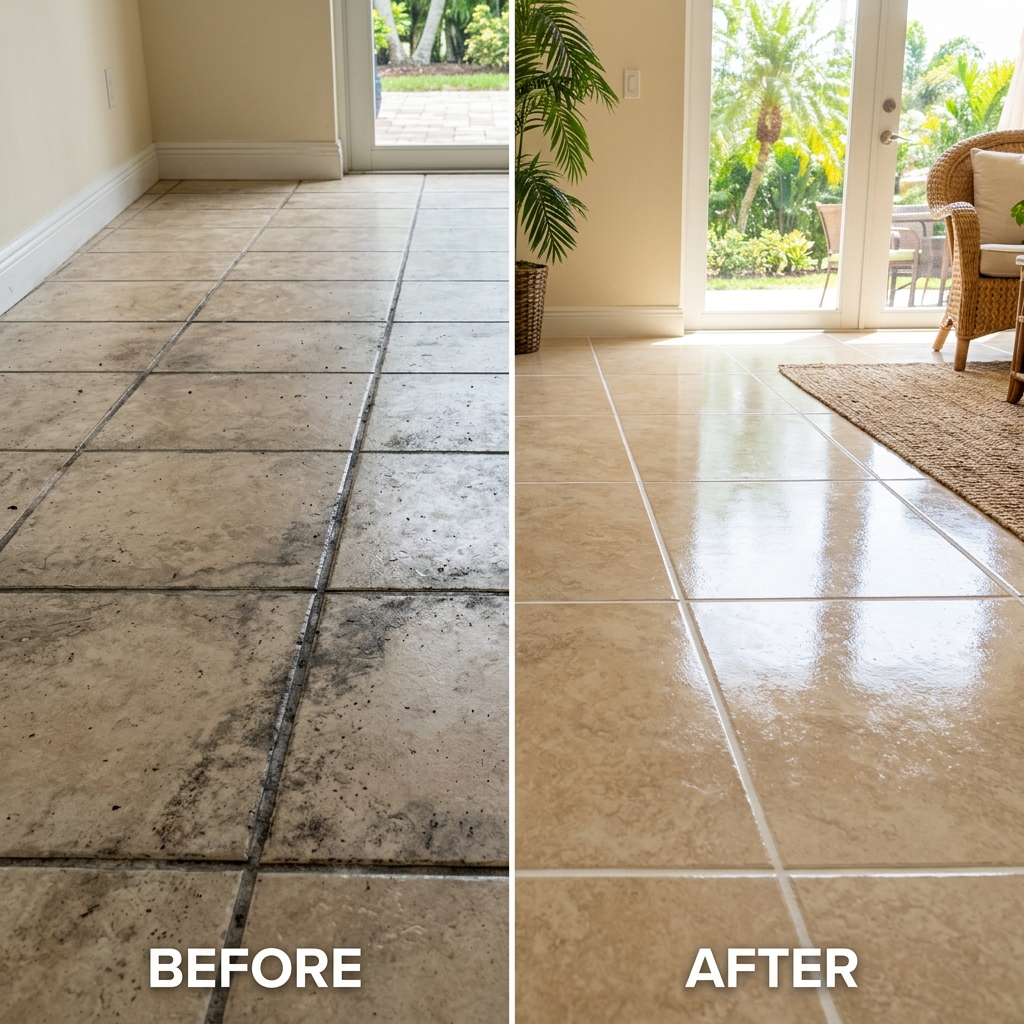 Tile and Grout Cleaning Before and After South Florida